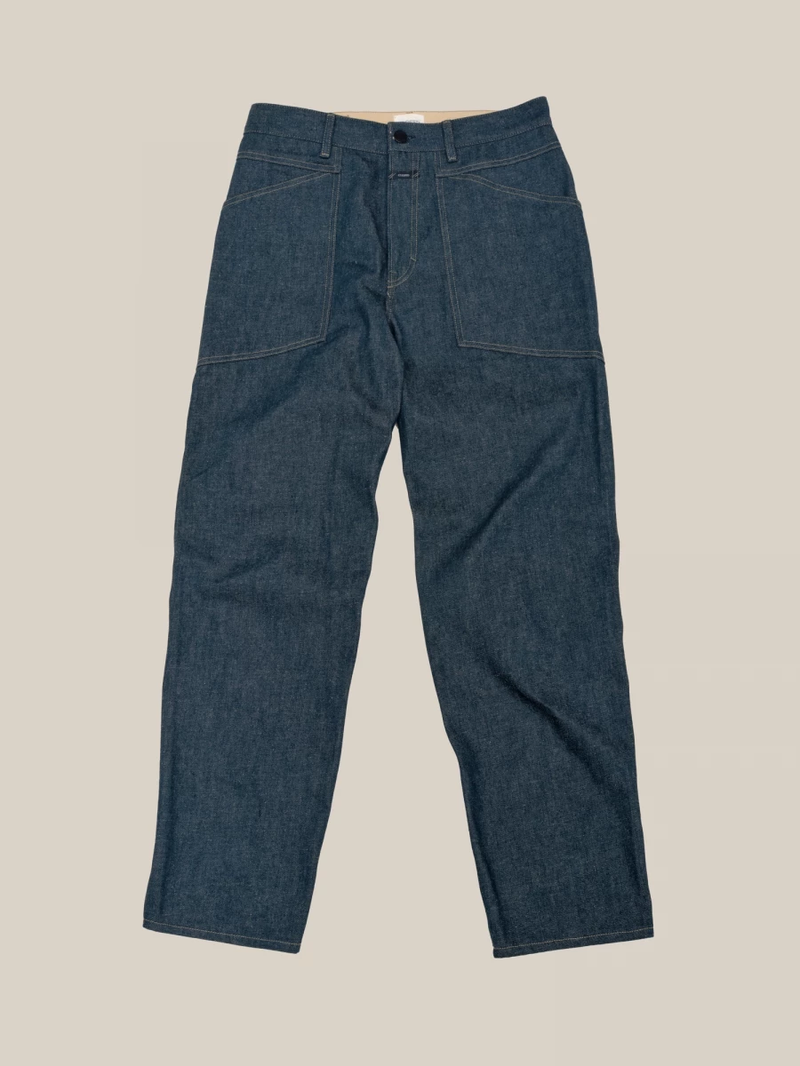 Jeans Blu Scuro 'Fatigue-X' dritto con cuciture a contrasto