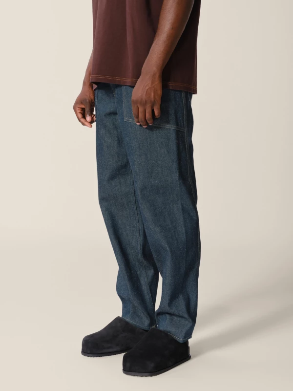 Jeans Blu Scuro 'Fatigue-X' dritto con cuciture a contrasto 2