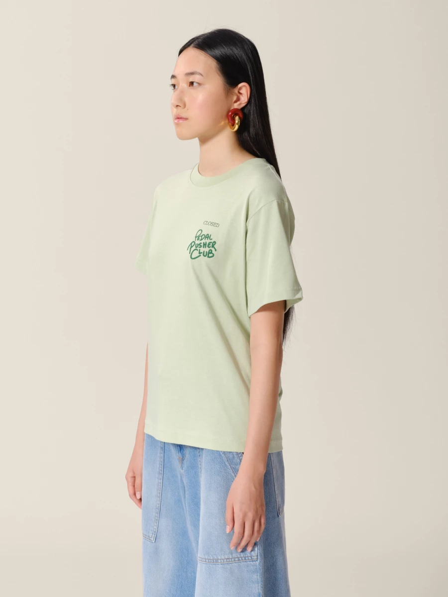Light Green 'Pedal Pusher Club' Printed organic cotton jersey  T-shirt