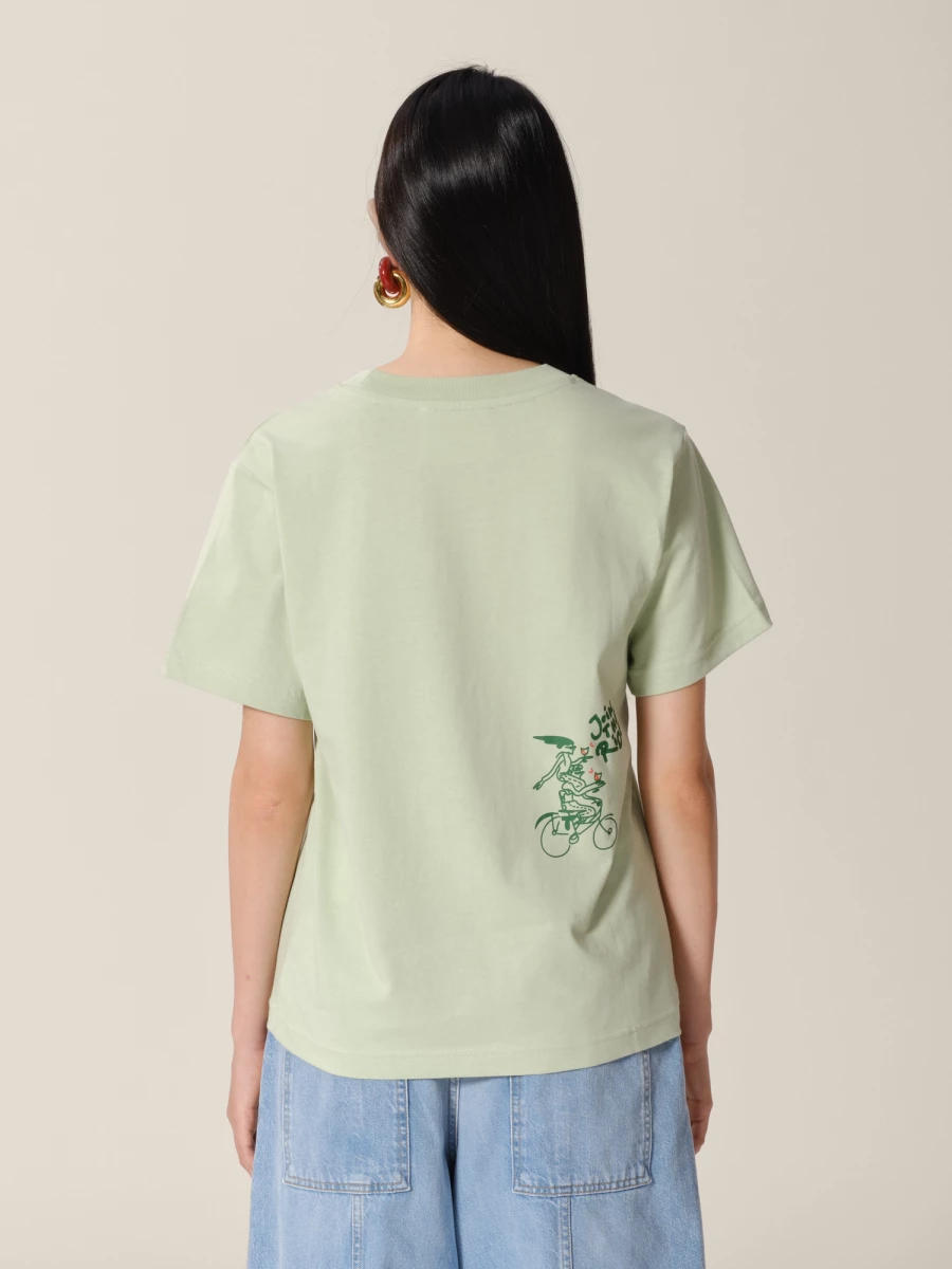 Light Green 'Pedal Pusher Club' Printed organic cotton jersey  T-shirt