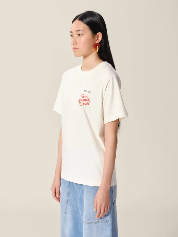 Ivory 'Pedal Pusher Club'  Printed organic cotton jersey T-shirt 2