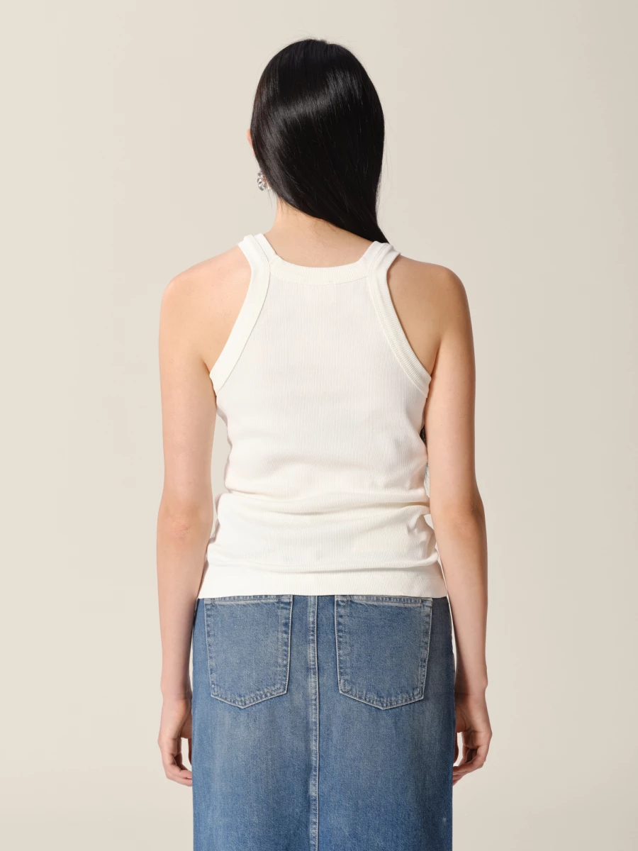 Ivory 'Racer' Cotto Rib Tank Top