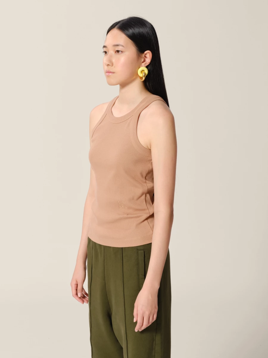 Tank Top Cammello 'Racer' a costine in cotone organico