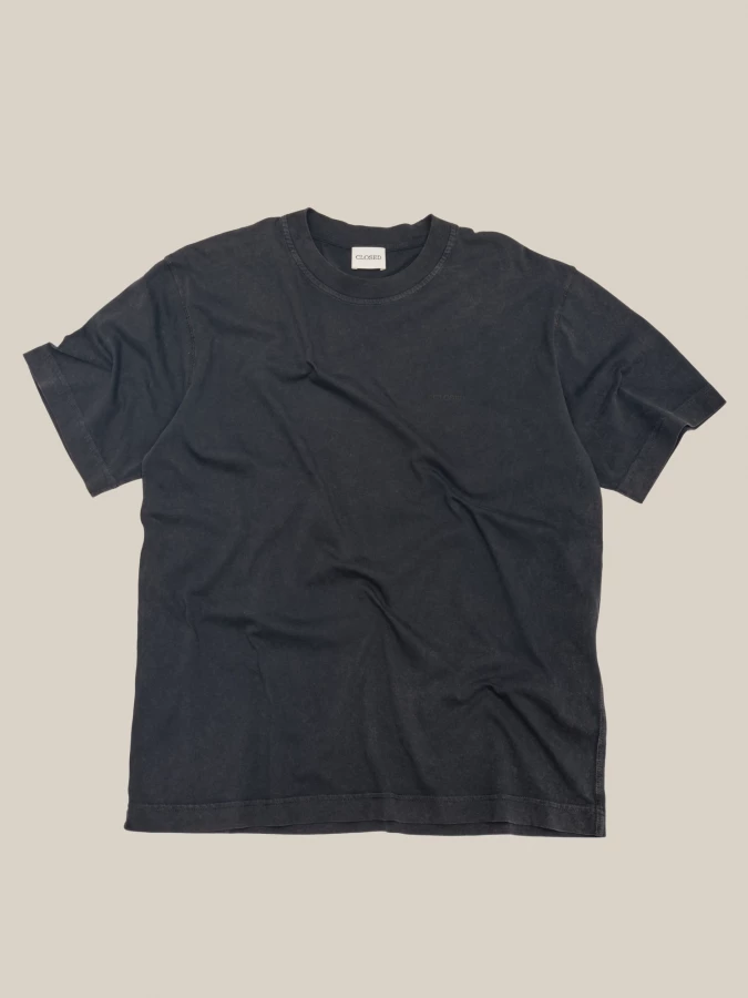 Black 'Logo' faded effect organic cotton jersey T-Shirt