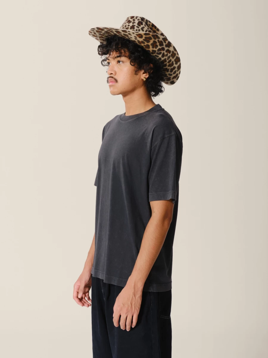 Black 'Logo' faded effect organic cotton jersey T-Shirt