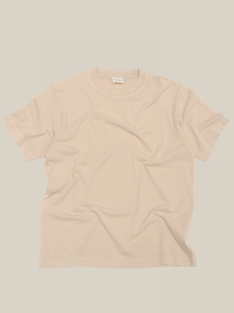 Beige 'Logo' faded effect organic cotton jersey T-Shirt