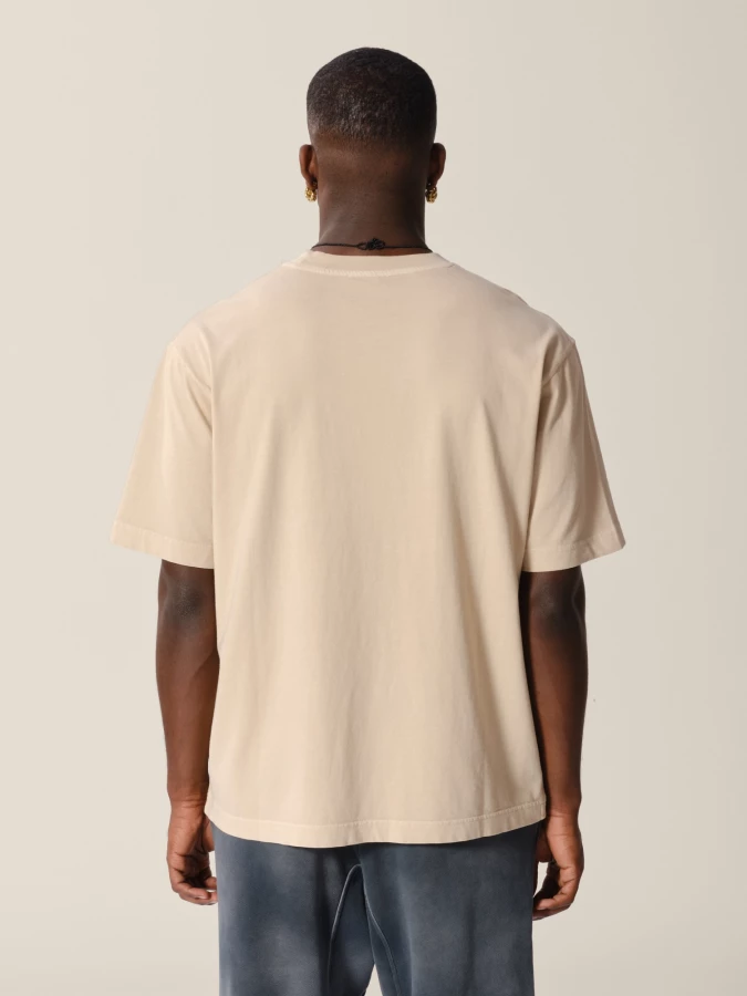 Beige 'Logo' faded effect organic cotton jersey T-Shirt