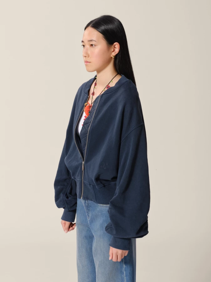 Blue 'Bomber' Organic Cotton Zip Hoodie