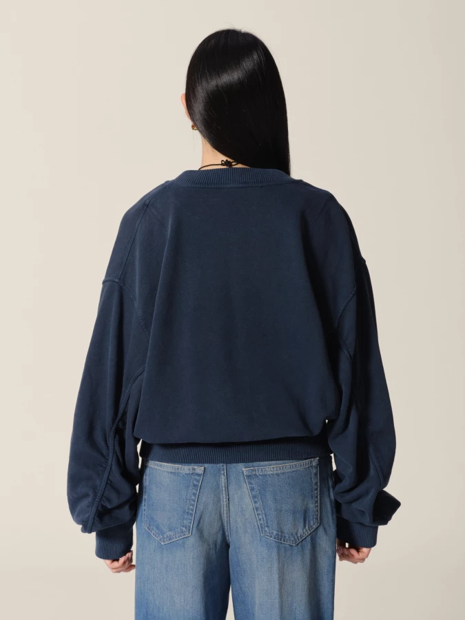 Blue 'Bomber' Organic Cotton Zip Hoodie