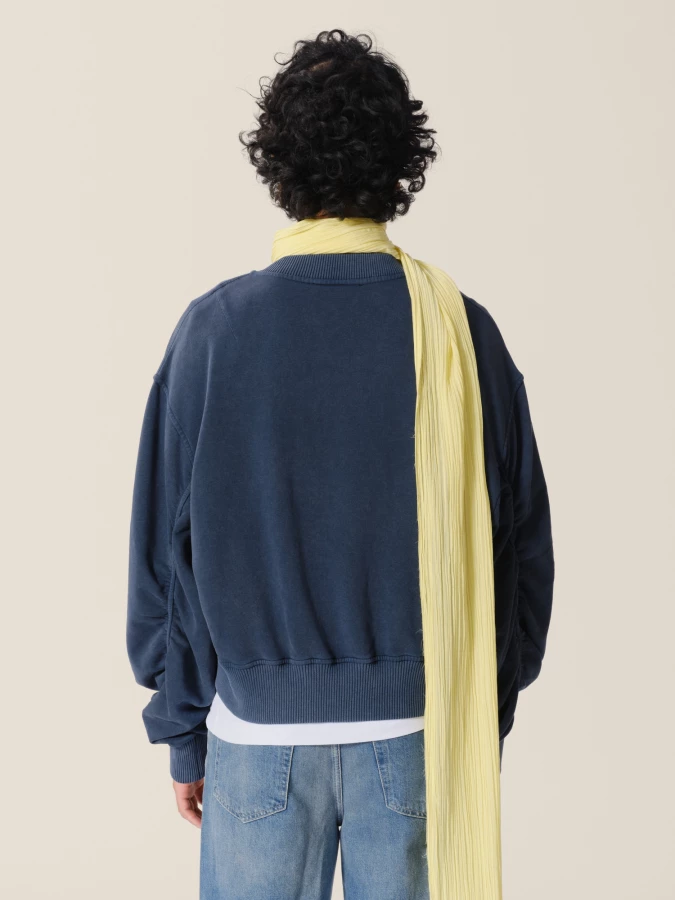 Felpa 'Bomber' Blu in cotone organico con zip
