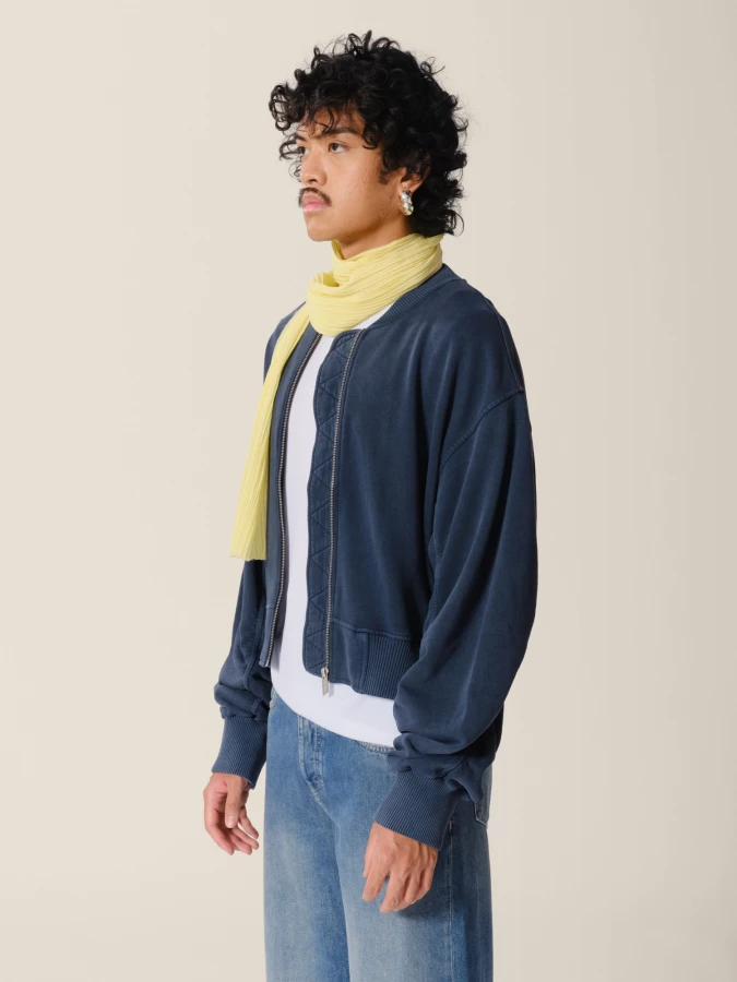 Blue 'Bomber' Organic Cotton Zip Hoodie