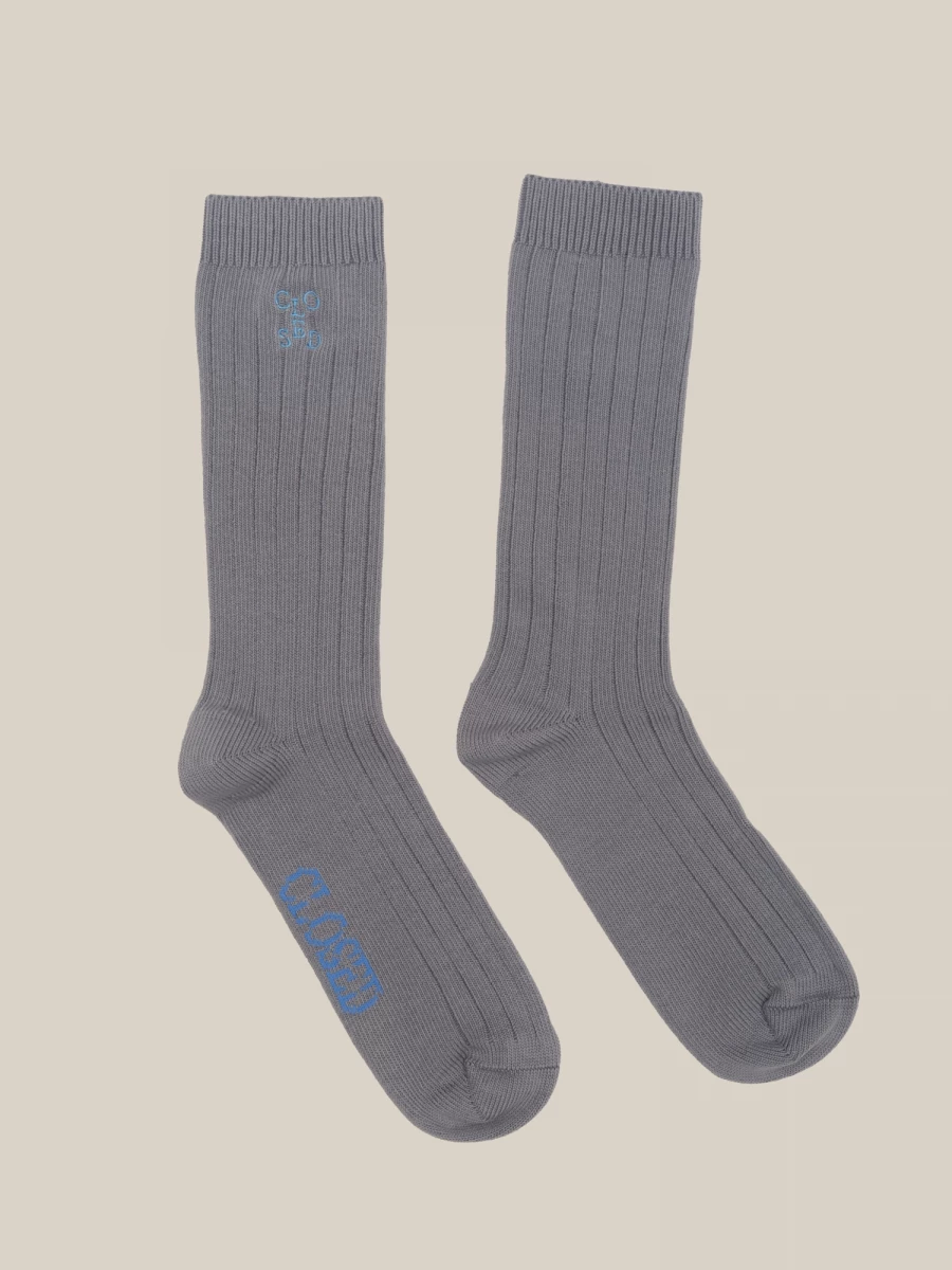 Grey Ribbed Organic Cotton Socks