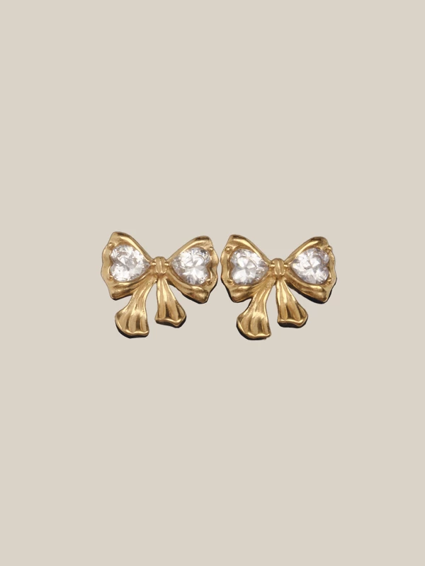 Gold Vintage 'Bow' Earring with diamonds