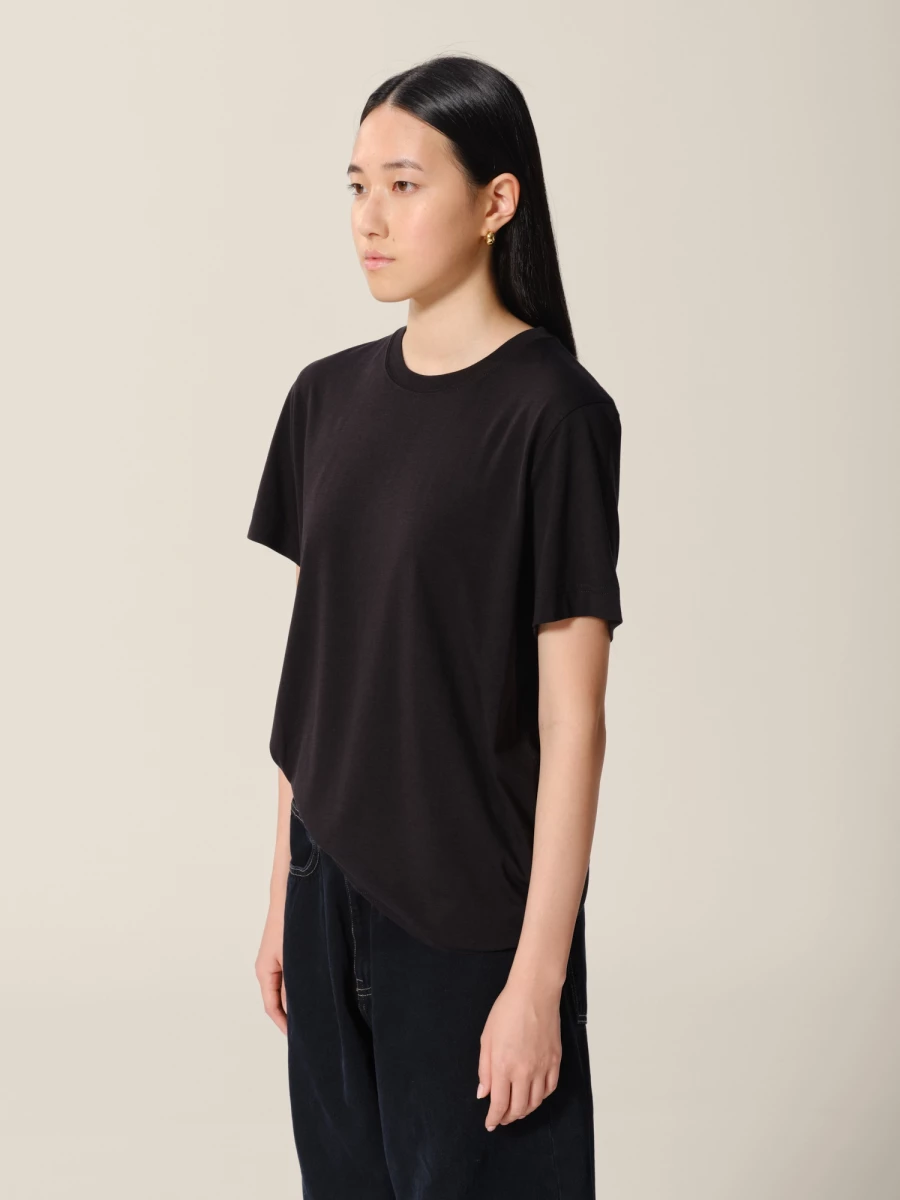 T-Shirt Nera Girocollo in misto cotone