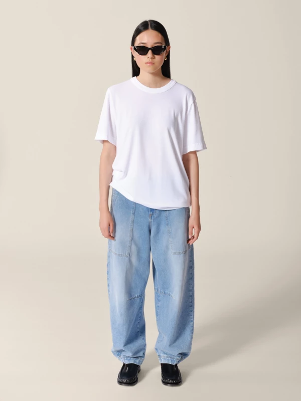 T-Shirt Bianca Girocollo in misto cotone 2