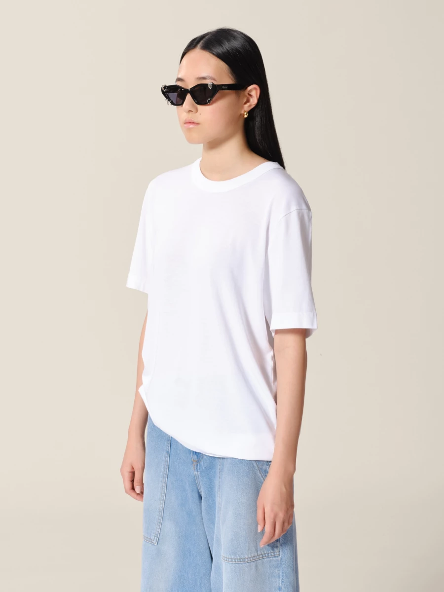 White Crewneck Midweight Lyocell T-Shirt