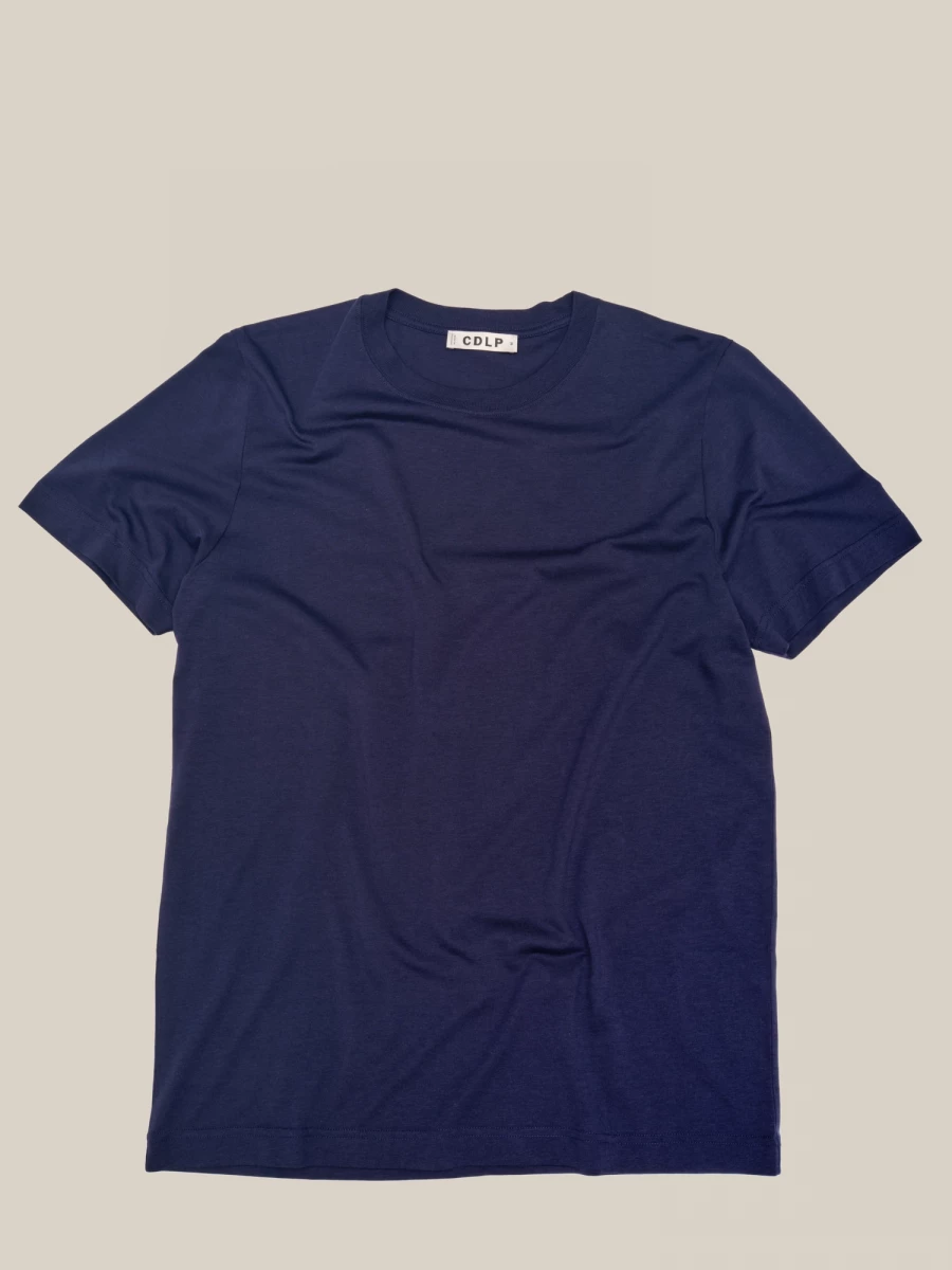 T-Shirt Blu Girocollo in misto cotone