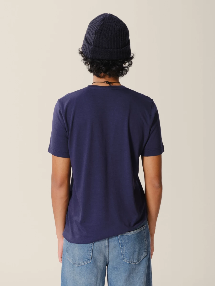 Blue Crewneck Midweight Lyocell T-Shirt