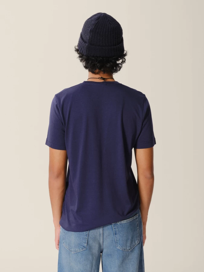 Blue Crewneck Midweight Lyocell T-Shirt