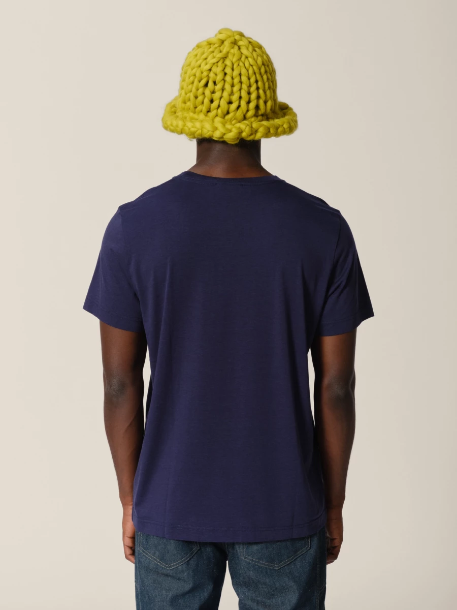 T-Shirt Blu Girocollo in misto cotone