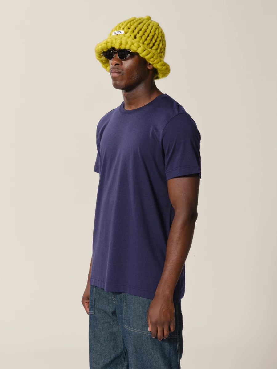 Blue Crewneck Midweight Lyocell T-Shirt