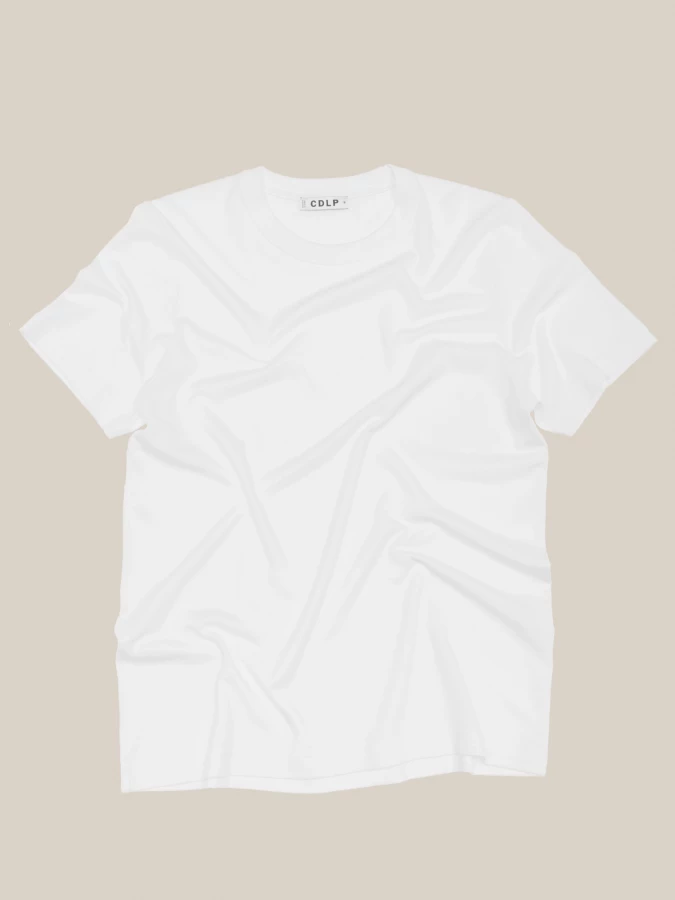 T-Shirt Bianca Girocollo in misto cotone pesante