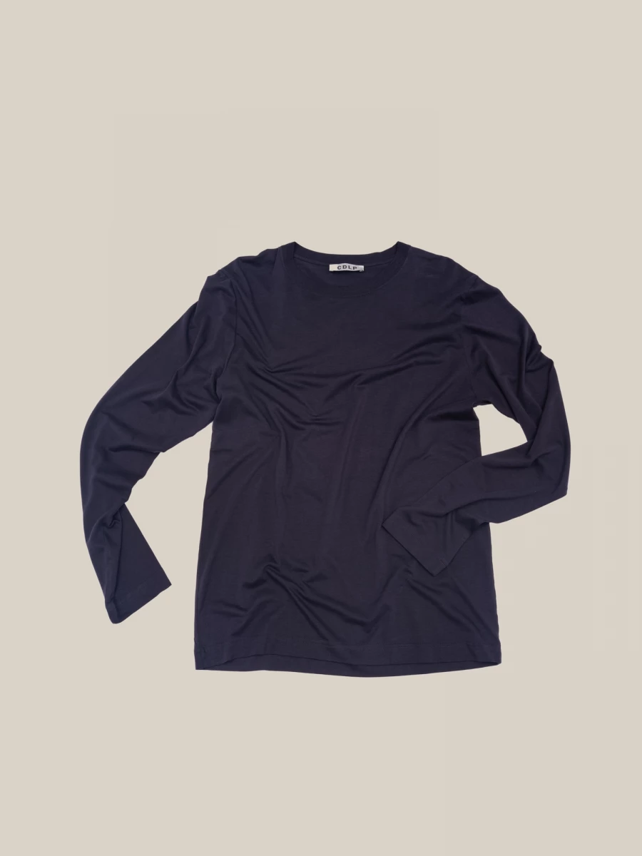 Dark Blue Crewneck Midweight Lyocell Longsleeve