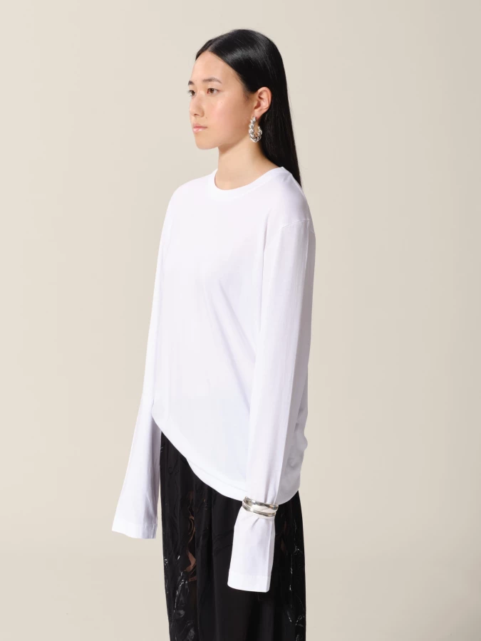White Crewneck Midweight Lyocell Longsleeve