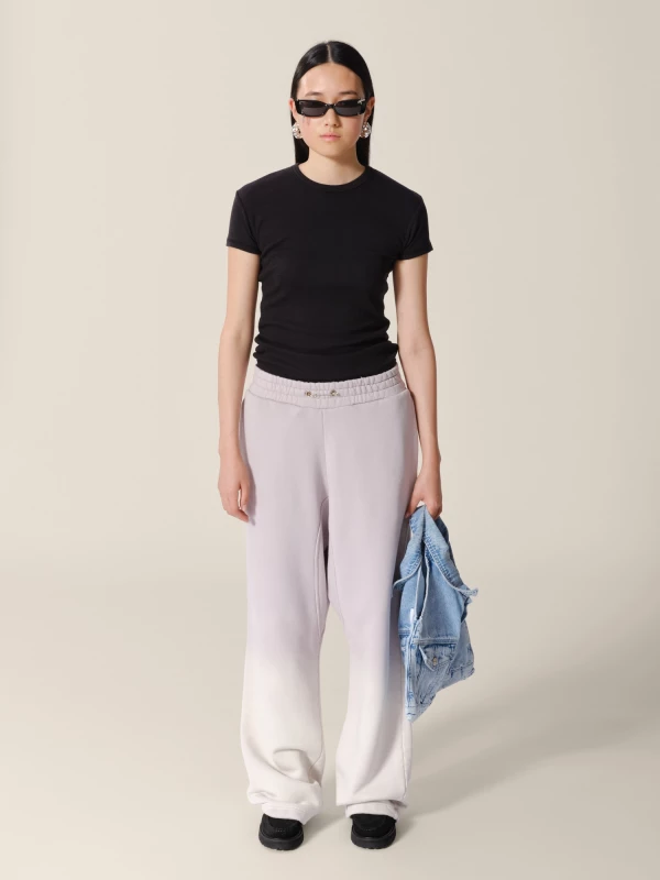 T-Shirt Nera Girocollo aderente in cotone stretch a costine 2