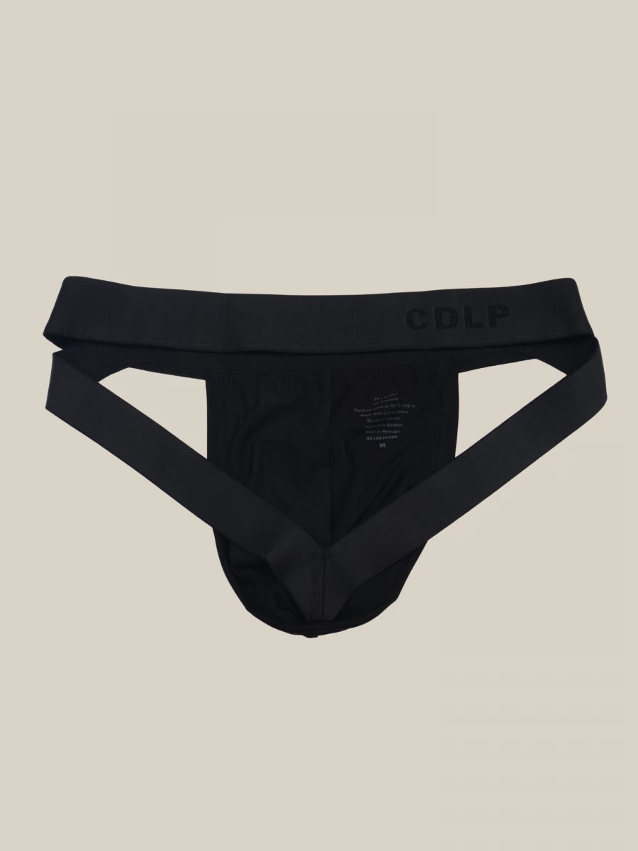 Black 'Jock Strap' Low Waist Slip