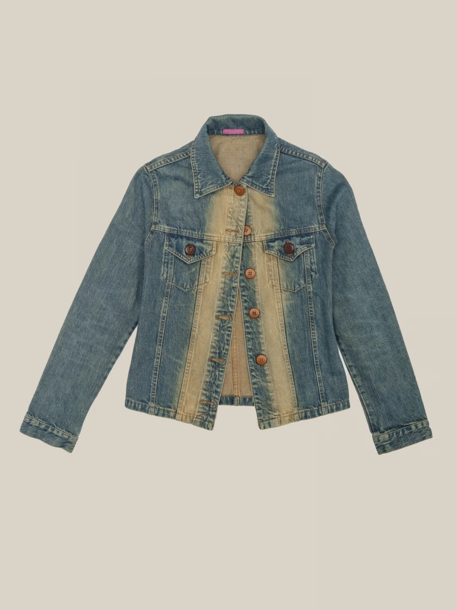 Light Blue Shaded Effect Cotton Denim Jacket