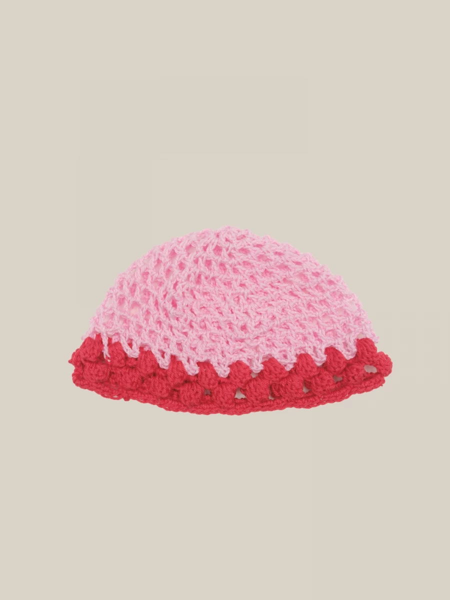 Cuffia Rosa e Rossa Crochet 'Handmade'