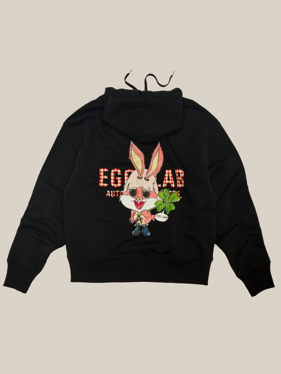 Black 'Lapinou' Printed Hoodie