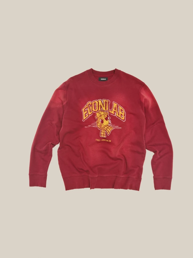 Red 'Dragon' Printed Sunfade Sweatshirt