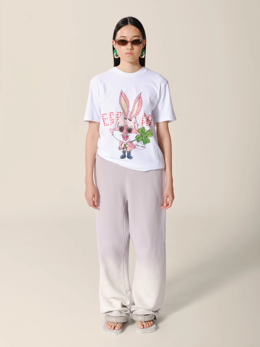 White 'Lapinou' Printed Cotton T-Shirt