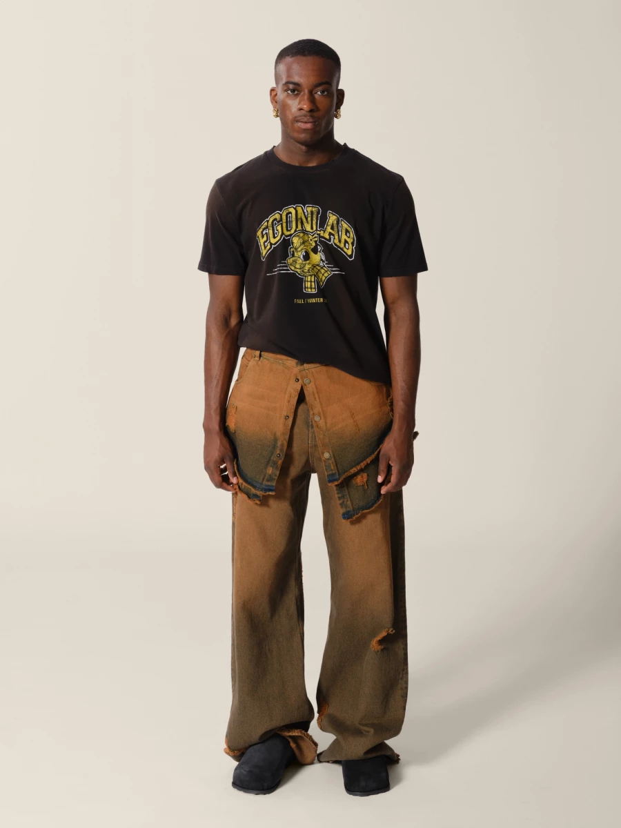 Vintage Look Asymmetrical Shirt Miniskirt in Denim