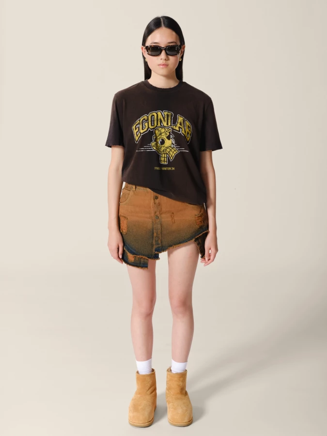 Vintage Look Asymmetrical Shirt Miniskirt in Denim