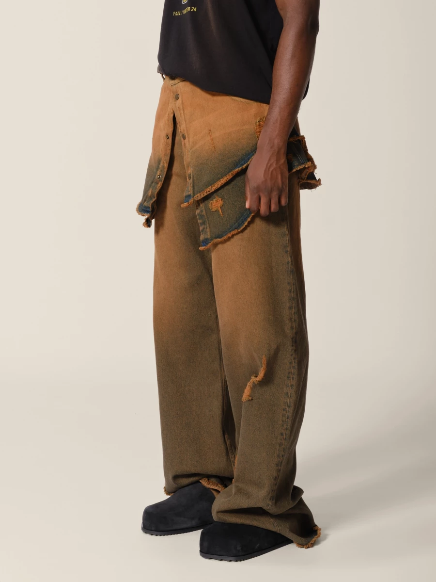 Minigonna Ruggine Asimmetrica dal Look Vintage in Denim