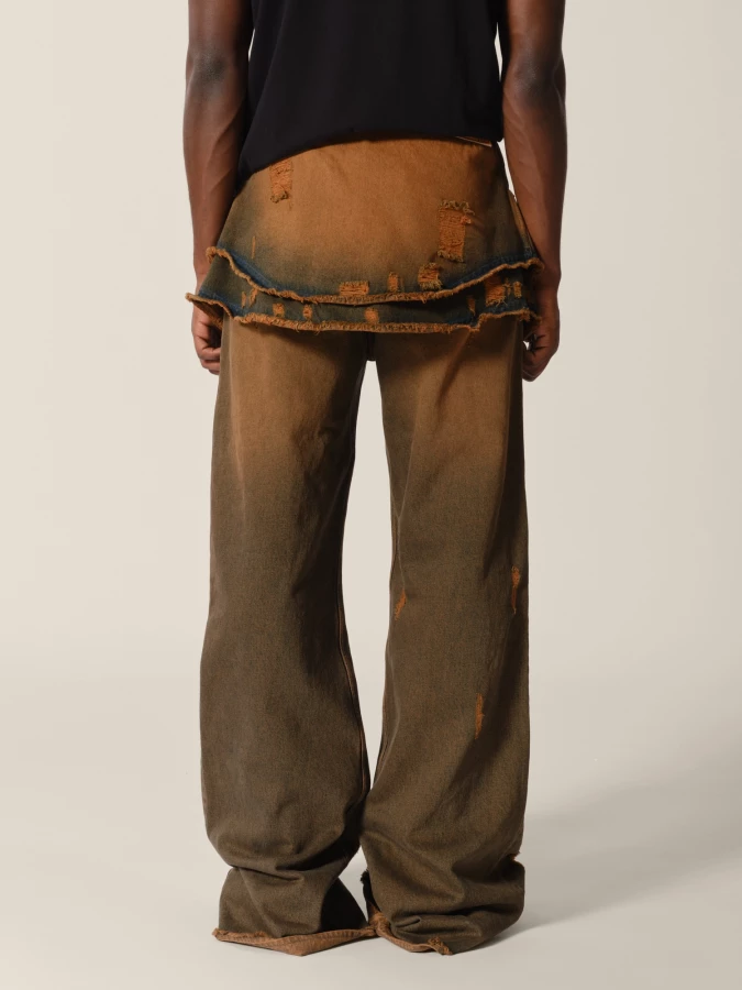 Vintage Look Asymmetrical Shirt Miniskirt in Denim