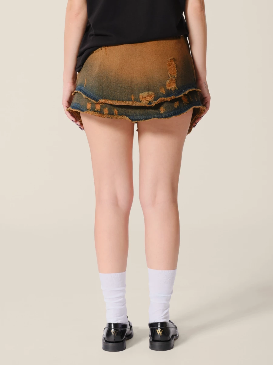 Vintage Look Asymmetrical Shirt Miniskirt in Denim