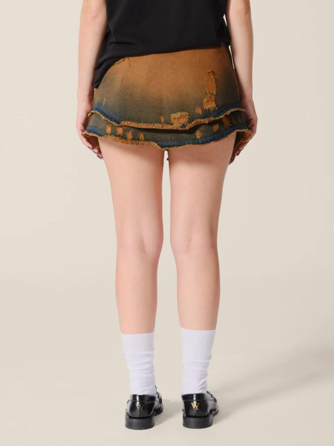 Vintage Look Asymmetrical Shirt Miniskirt in Denim