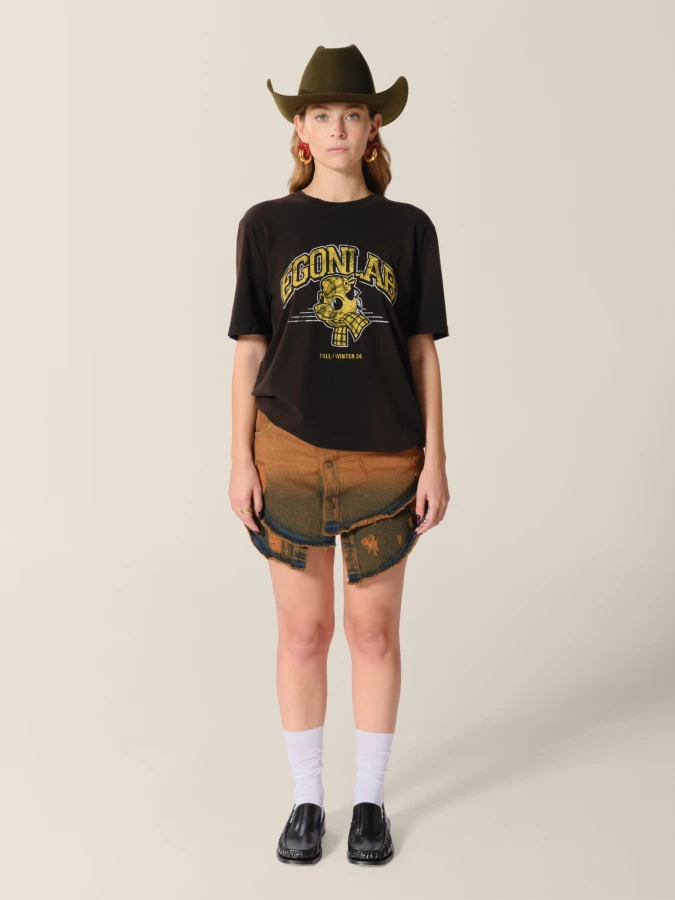 Vintage Look Asymmetrical Shirt Miniskirt in Denim