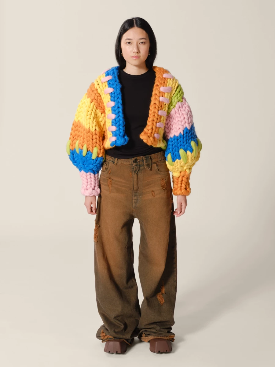 Multicolor 'Juno Colossal' Oversized Crop Cardigan