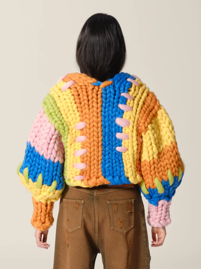Multicolor 'Juno Colossal' Oversized Crop Cardigan