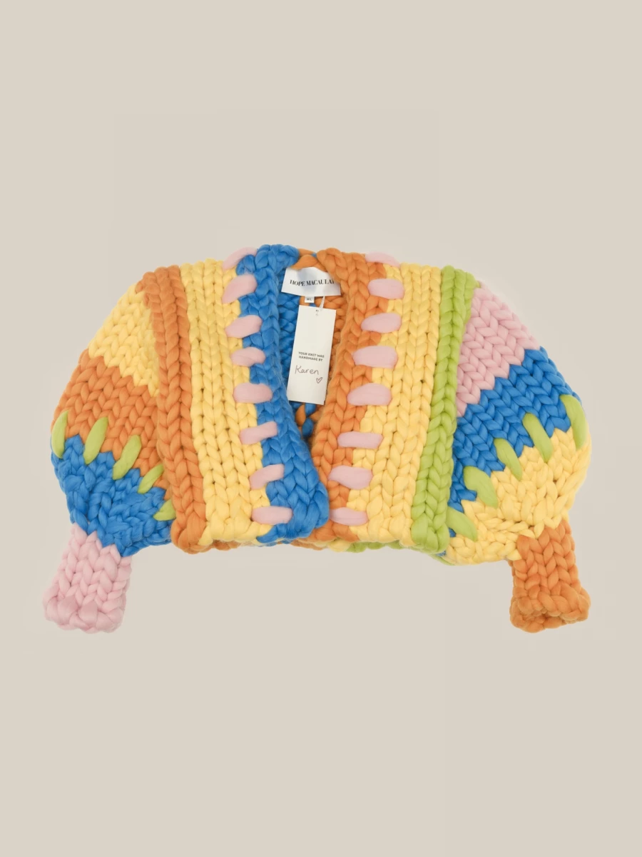 Cardigan Multi Colore 'Juno Colossal' Oversize Crop in Lana Merino