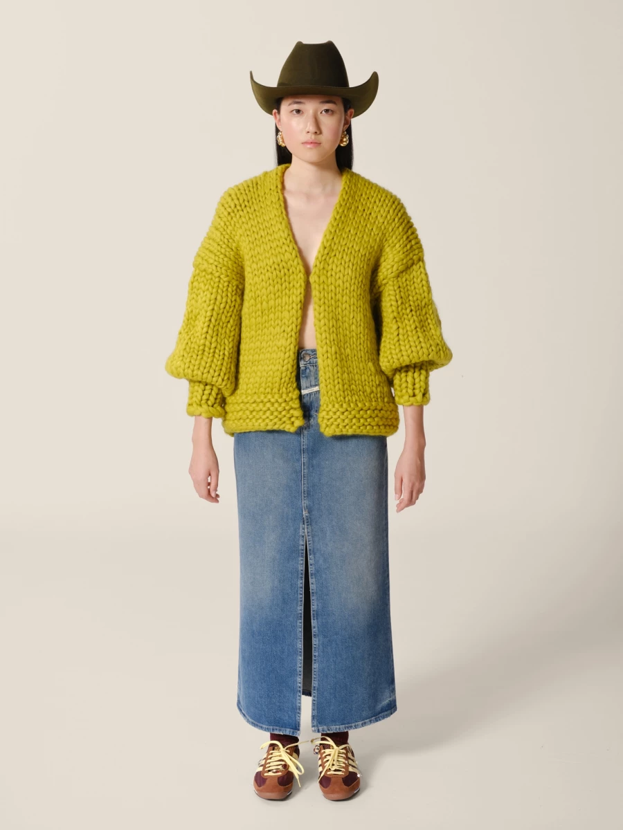 Olive Green 'Block' Oversized Cardigan