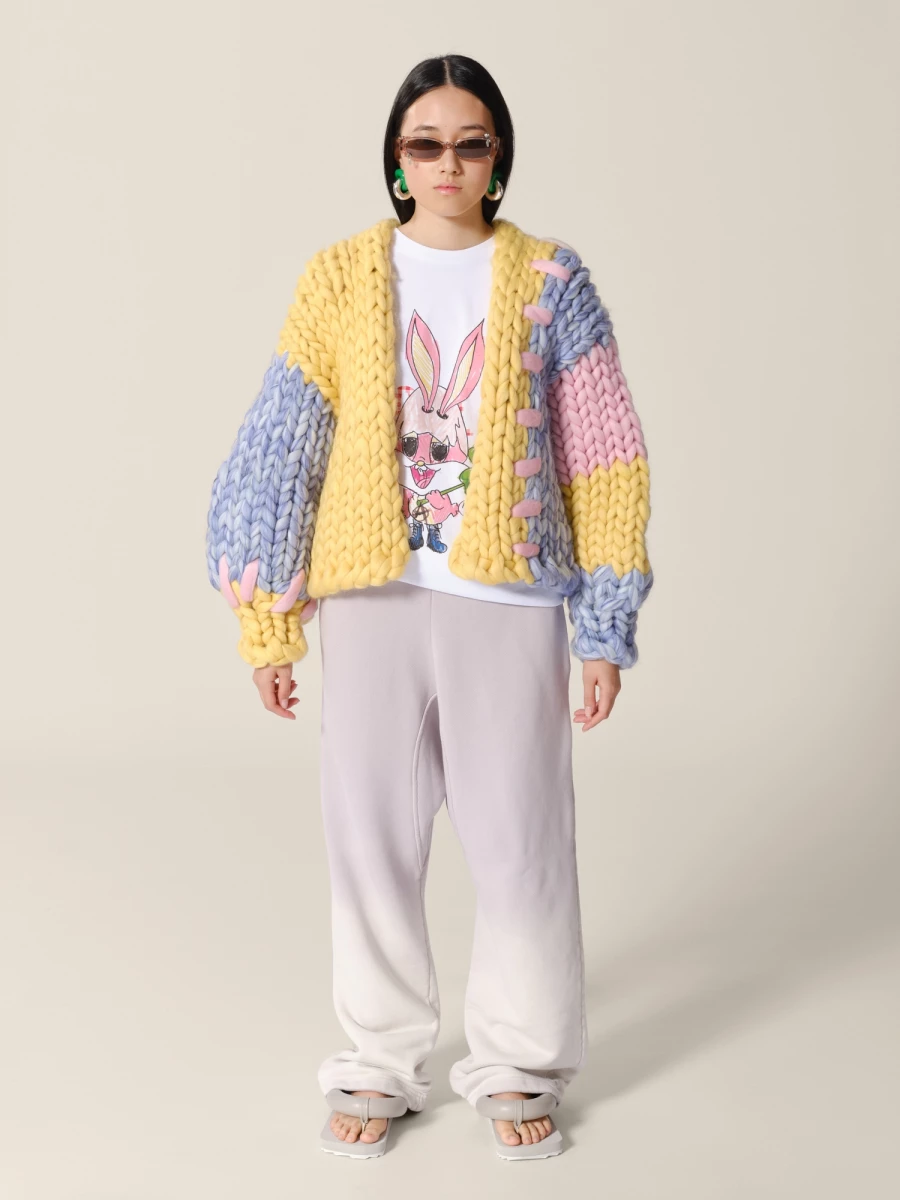 Multicolor 'Flounder Colossal' Oversized Cropped Cardigan