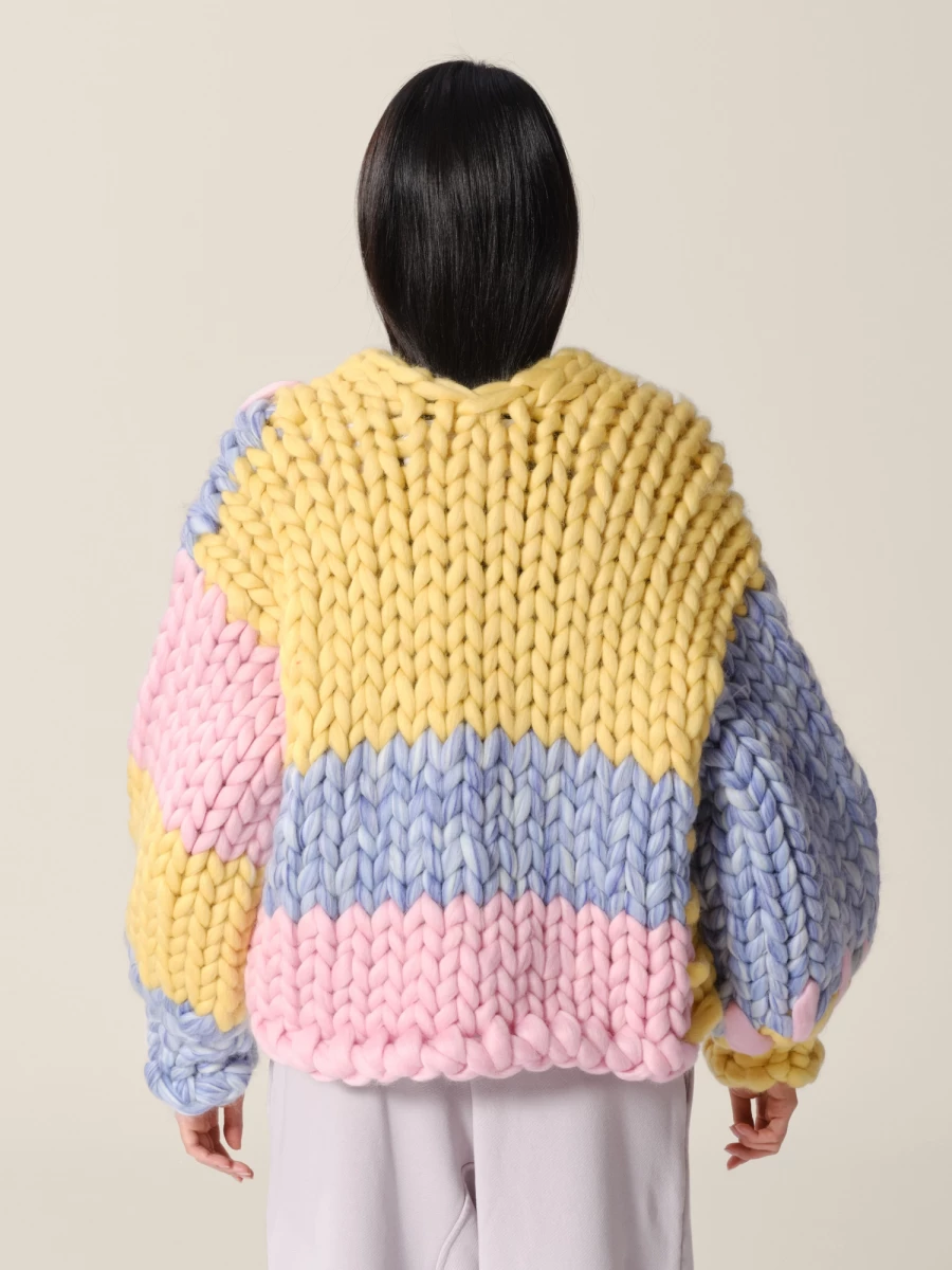 Multicolor 'Flounder Colossal' Oversized Cropped Cardigan