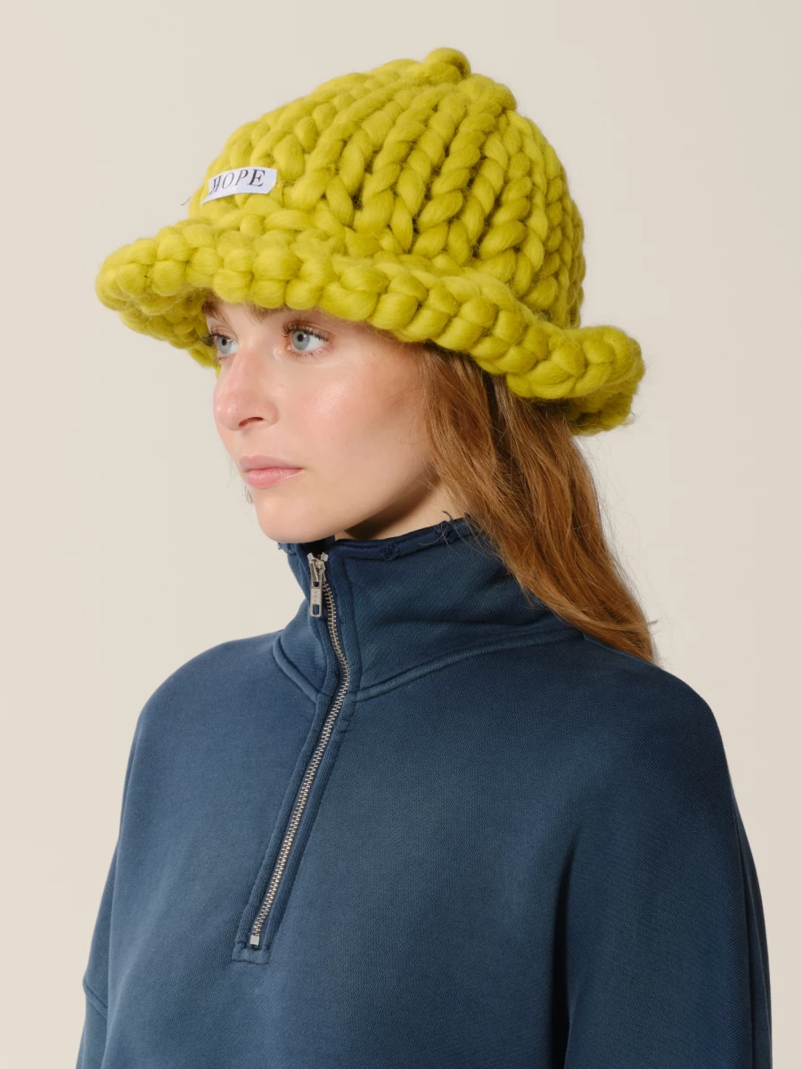 Olive Green 'Colossal Mashroom' Chunky Hat