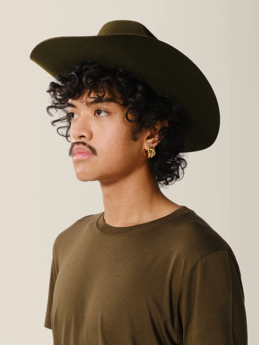 Dark Green 'The Harvey' Cowboy Hat in Pure Organic Wool